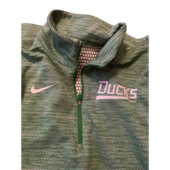 Nike Women's Heathered Green 1/4 Zip Pullover Active Wear Sweatshirt Size L Oreg - Picture 4 of 16